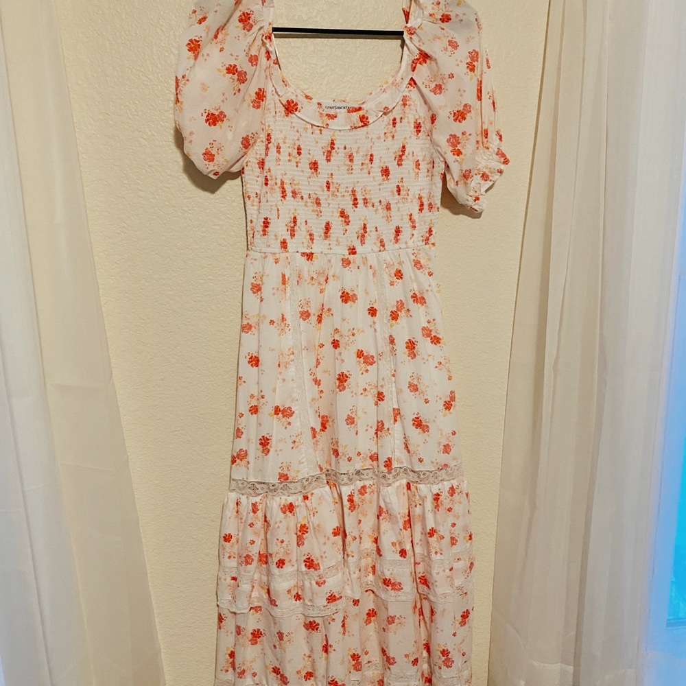 Love shack fancy dress white and pink floral size xs
